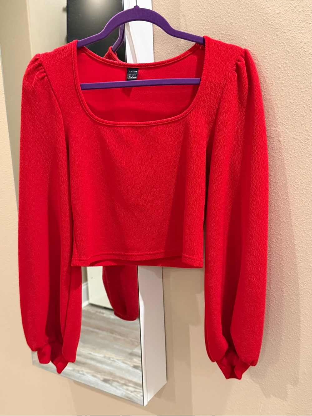 Red Long-Sleeve Scoop Neck Top - Women